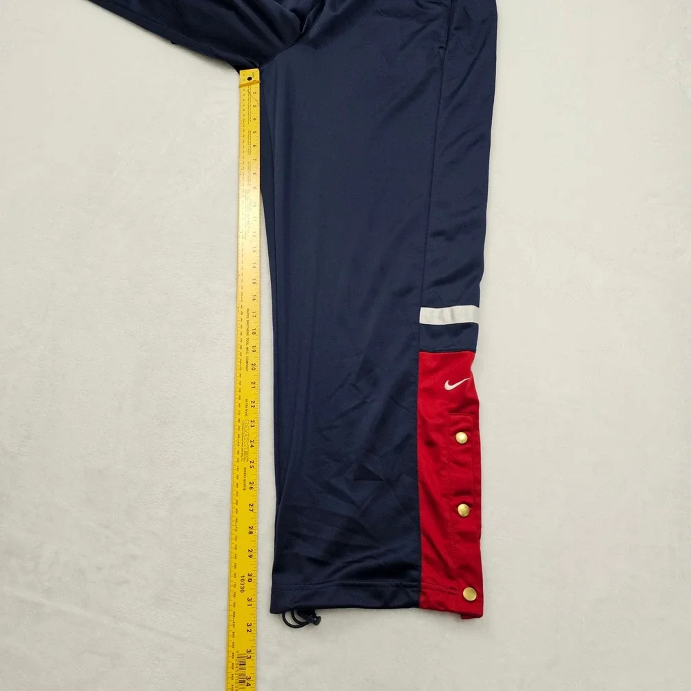 Nike‎ Track Pants Mens Large Navy Blue Red Snap Button Basketball Vintage Y2K